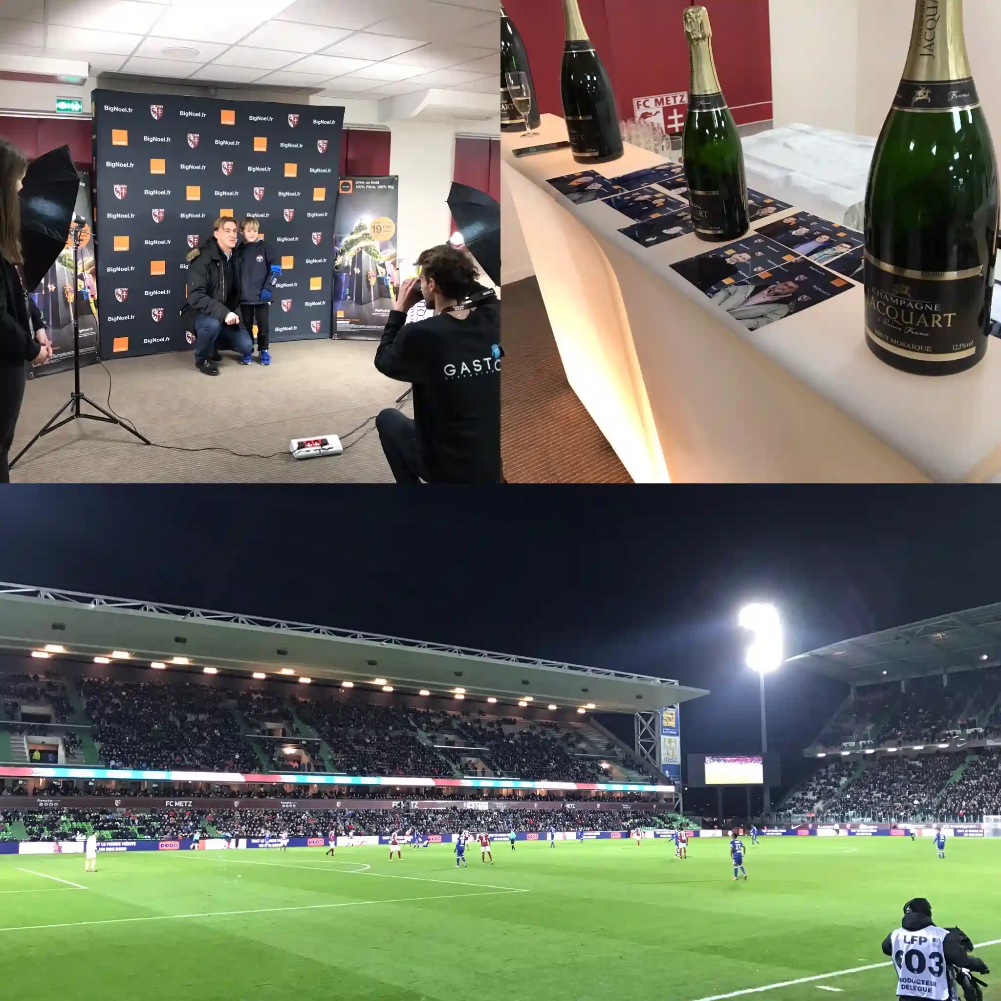 Gaston Diffusion anime un événement premium lors d’un match de football : photocall, accueil VIP et ambiance festive au programme.