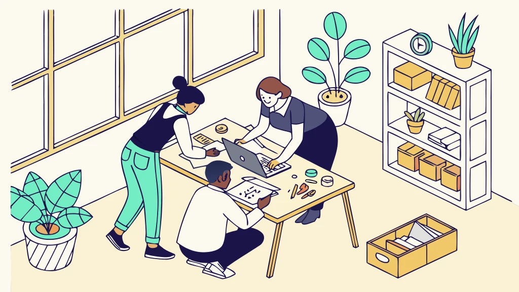 Équipe en entreprise collaborant autour d’un atelier éco-responsable pour renforcer l’engagement et la cohésion.