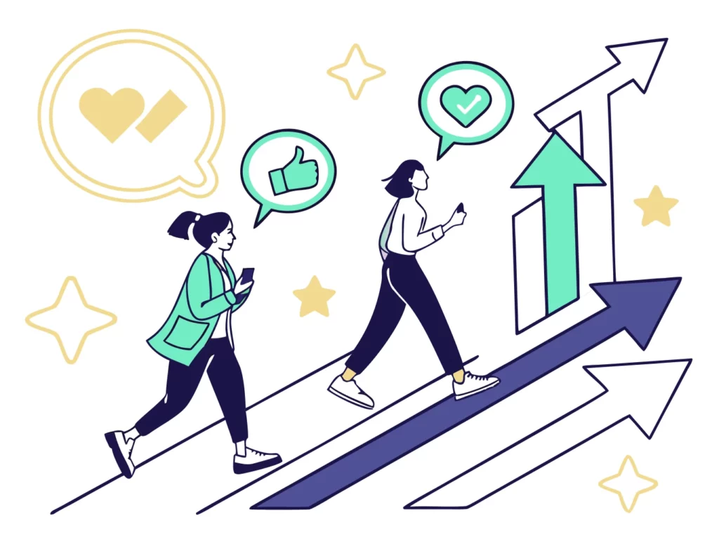 Illustration vectorielle représentant la performance d’une campagne de street marketing avec engagement, visibilité et mémorisation de la marque